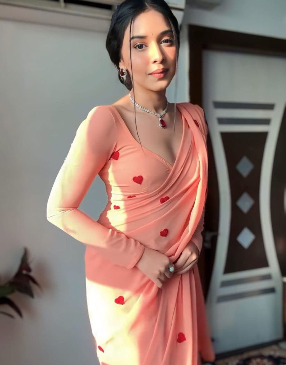 Vena Peach Ready To Wear Saree