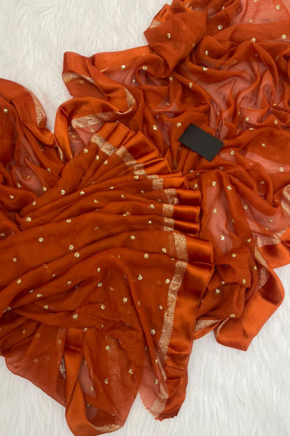 Royal - Amber Glow - Organza Saree