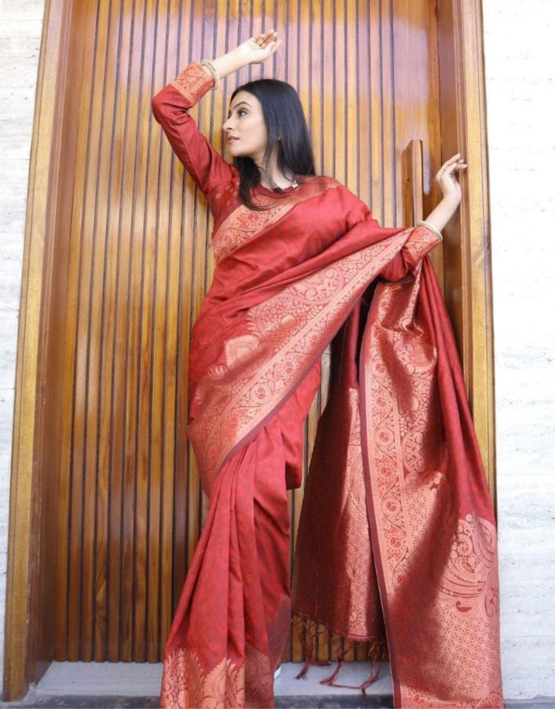 Jivika Maroon Banarasi Silk Saree