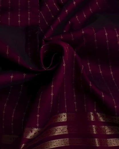 Ela - Wine Soft Silk Saree with Zari Butti Border