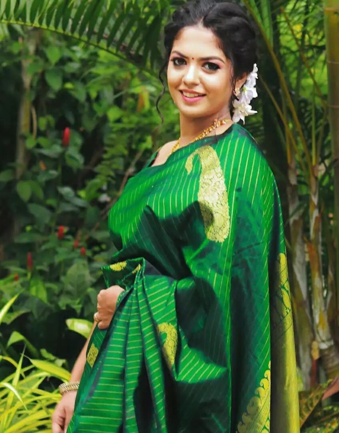 Hansika Green Soft Silk Saree