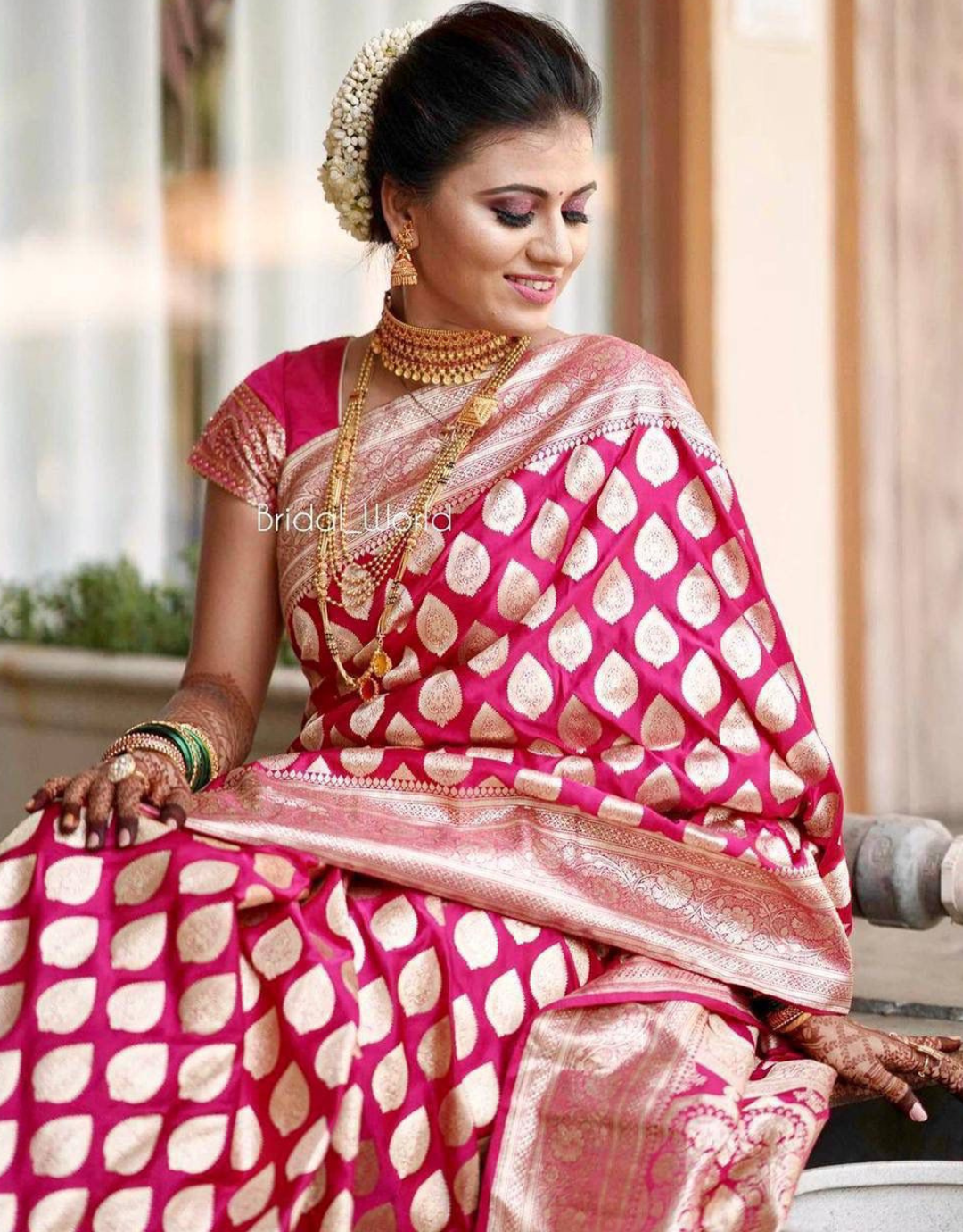 Priyashi Deep Pink Banarasi Saree