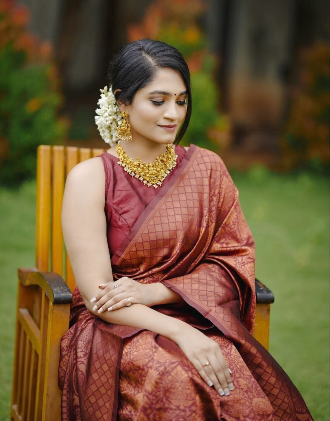 Jyoti Maroon Banarasi Silk Saree