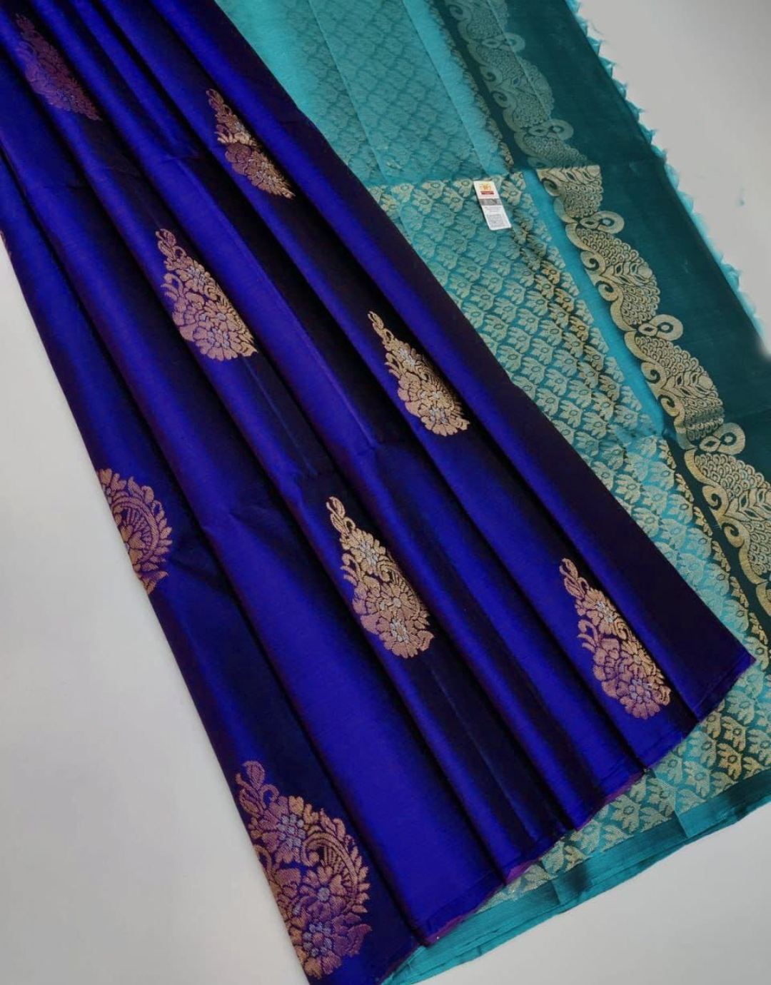 Zhalak Royal Blue Lichi Silk Saree