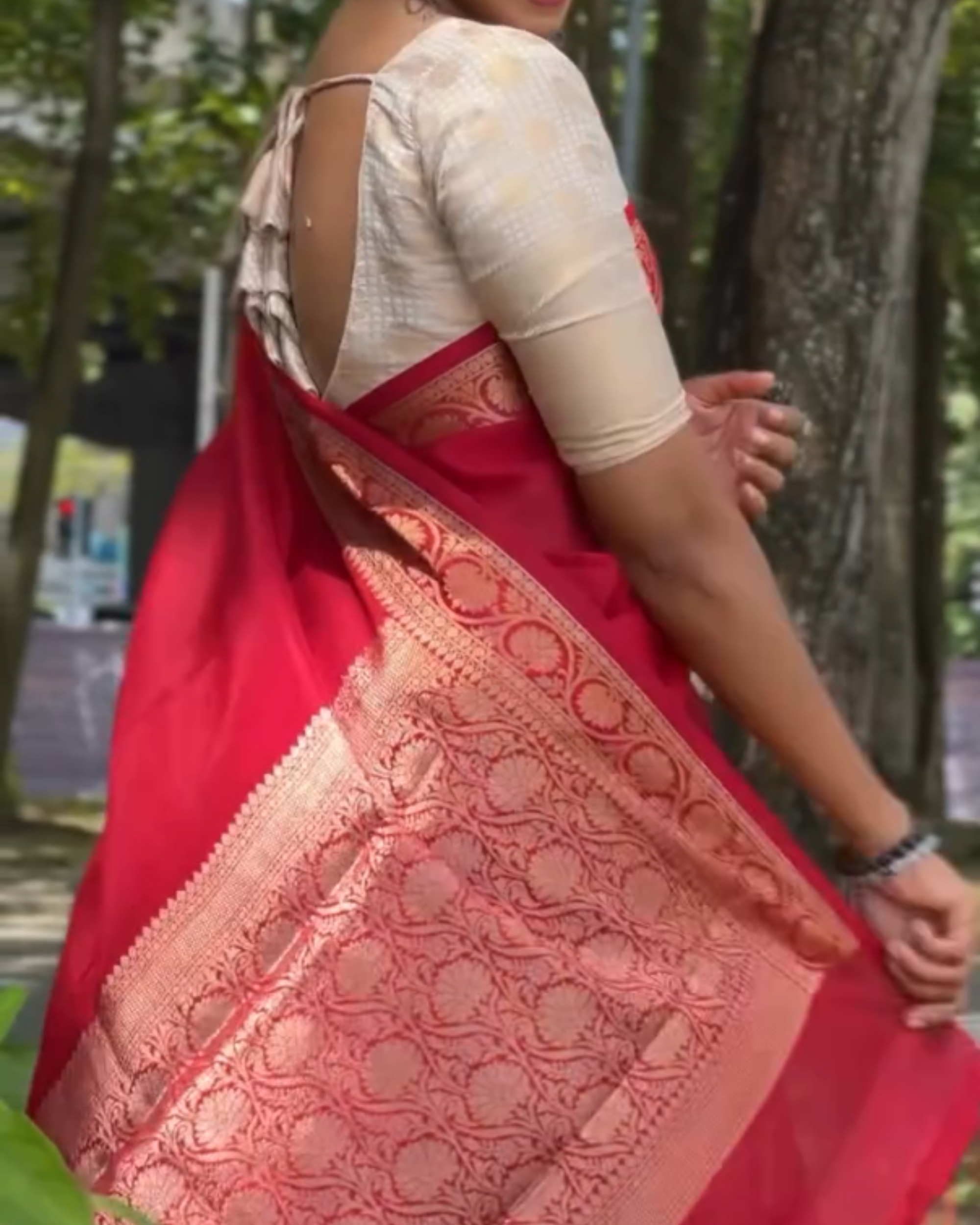 Red Radiance - Handwoven Banarasi Silk Saree