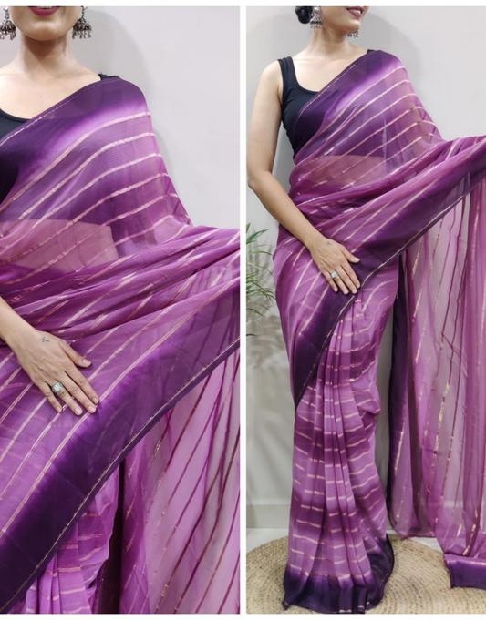 Minakshi Purple Ready To Wear Saree