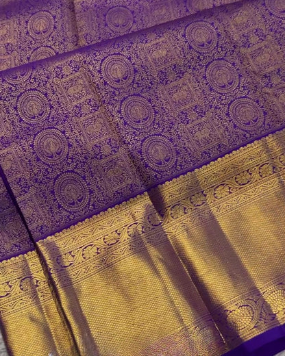 Niyati - Royal Purple Banarasi Silk Saree with Antique Zari Border