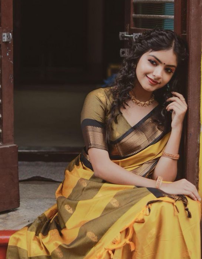 Zarika Yellow Banarasi Silk Saree