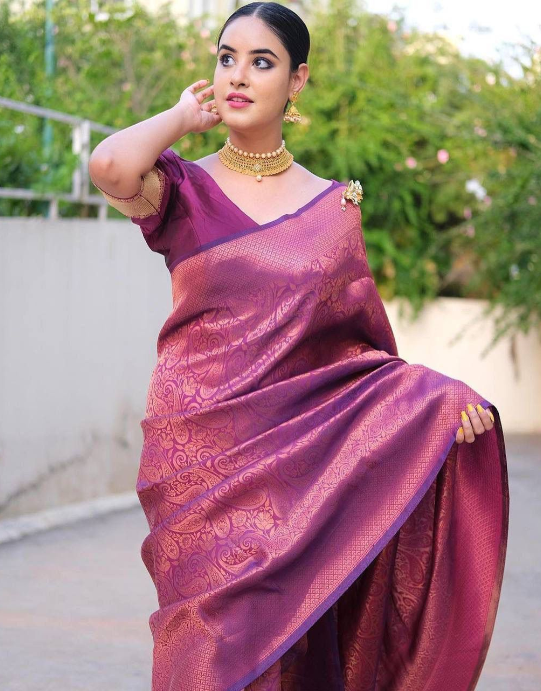 Hetal Purple Kanchipuram Saree