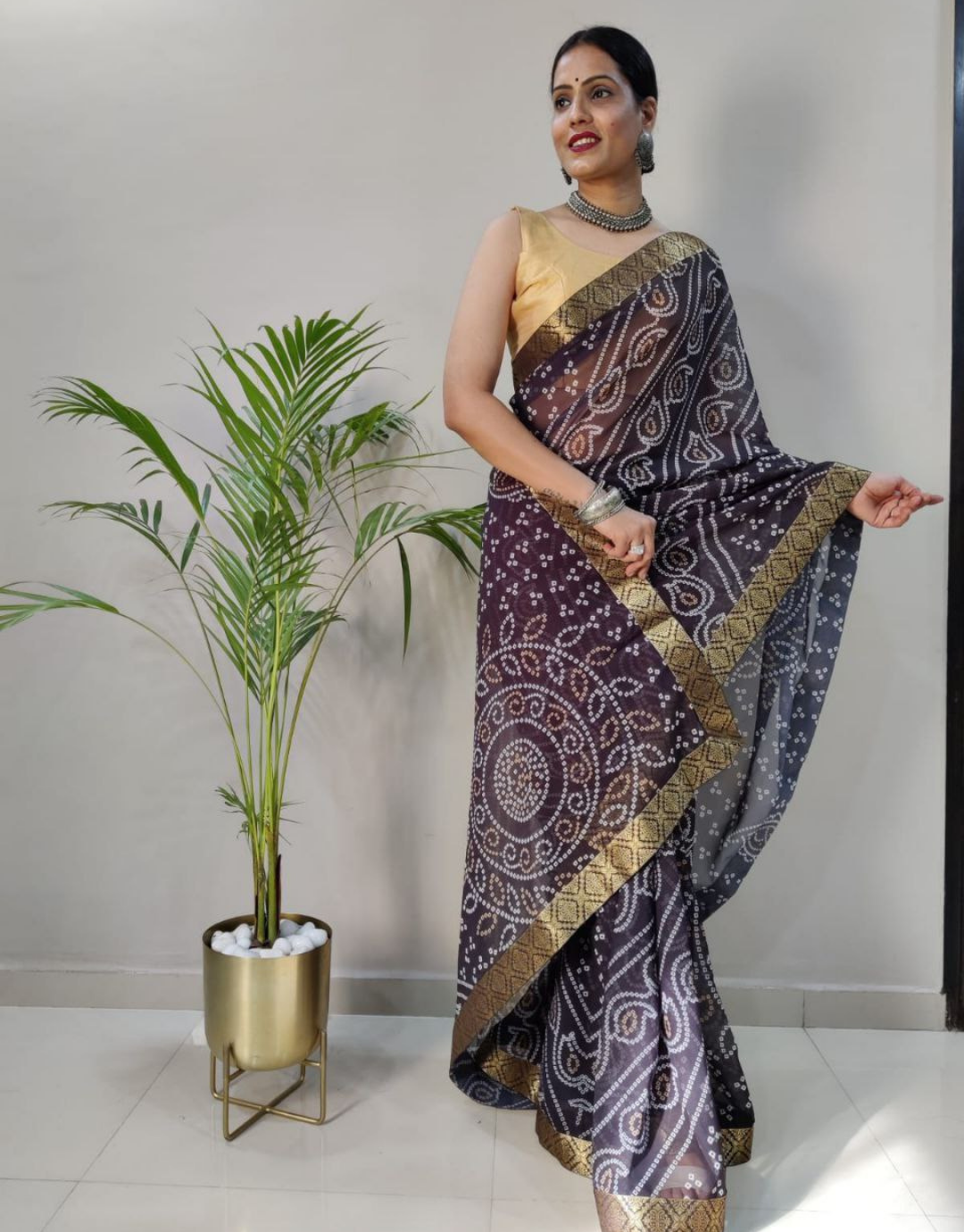 Riya Black Just One Minute Ready To Wear Soft Silk Saree