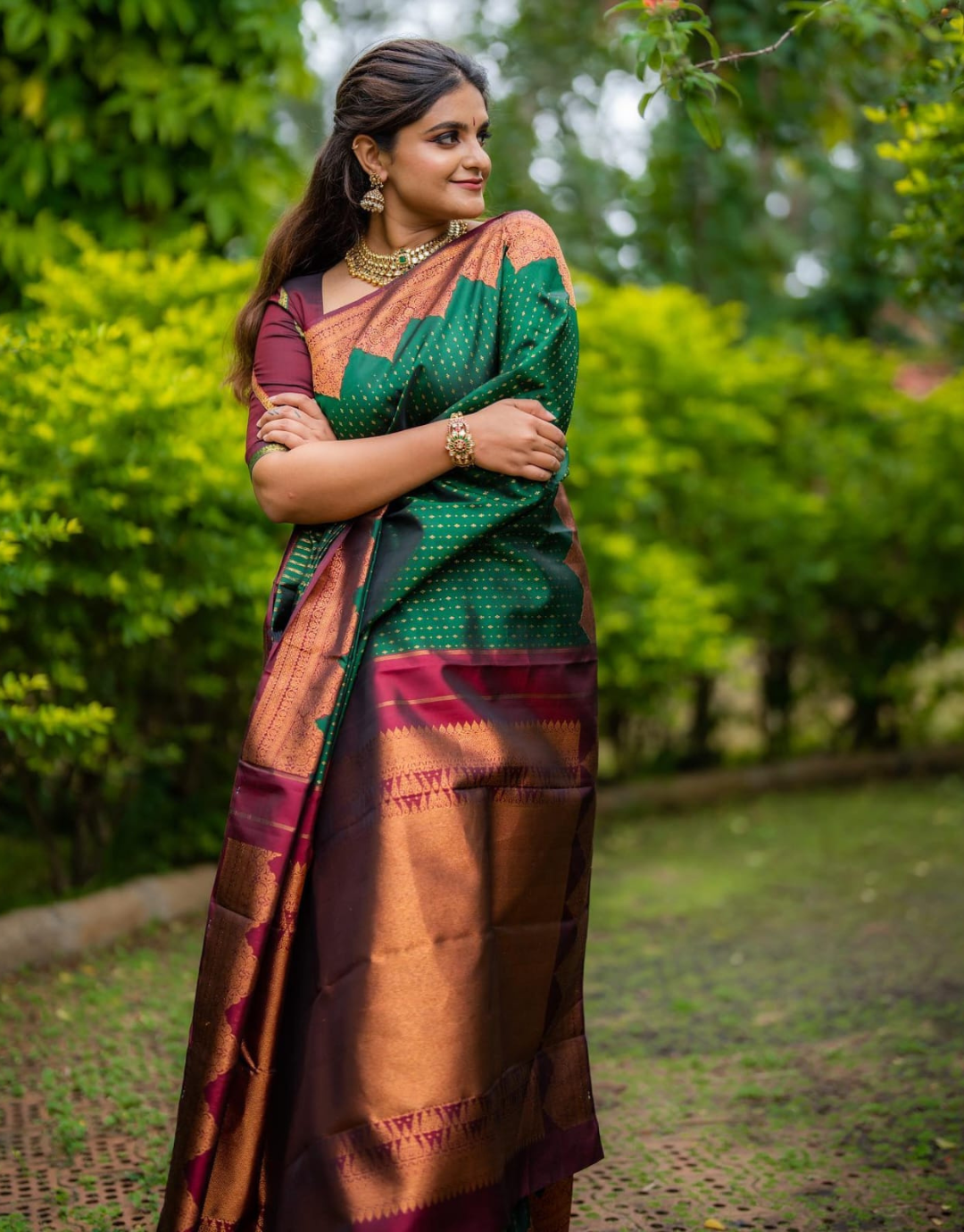 Namrata Dark Green Banarasi saree