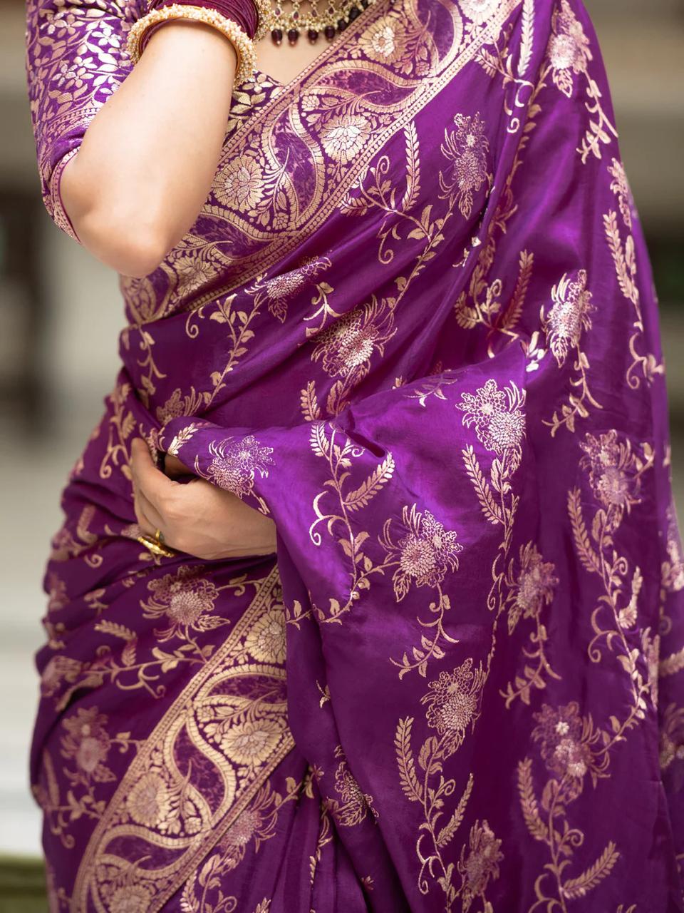 Hema Purple Banarasi Silk Saree