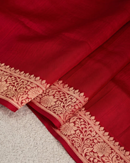 Harini - Ruby Red Banarasi Silk Designer Saree