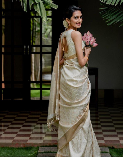 Urvi Off White Soft Silk Saree