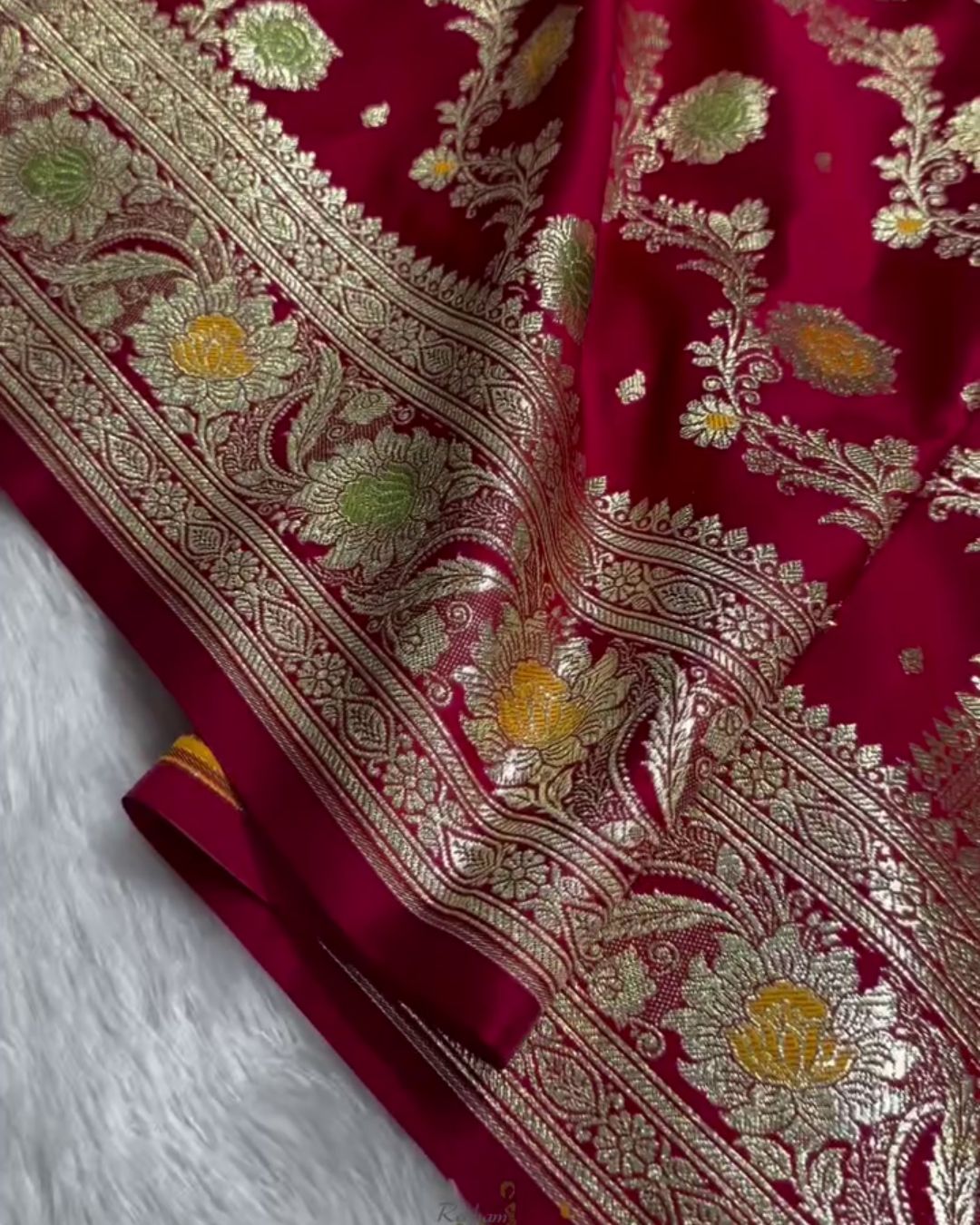 Mahati - Rani Pink Banarasi Silk Saree with Meenakari Zari Border