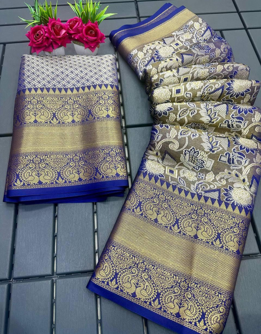 Umika Navy Blue Kanchipuram Saree