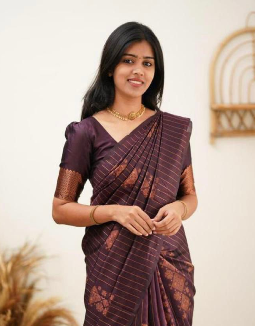 Jaya Purple Soft Silk Saree With Gorgeous Blouse Piece