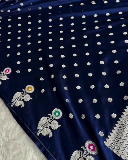 Charulata – Navy Heritage Bloom Saree