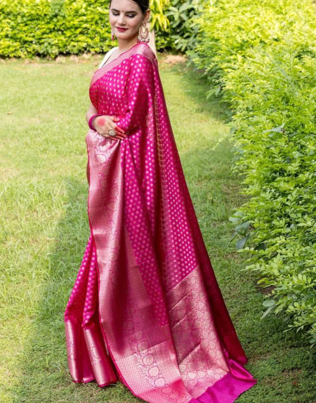 Krushna Pink Banarasi Silk Saree