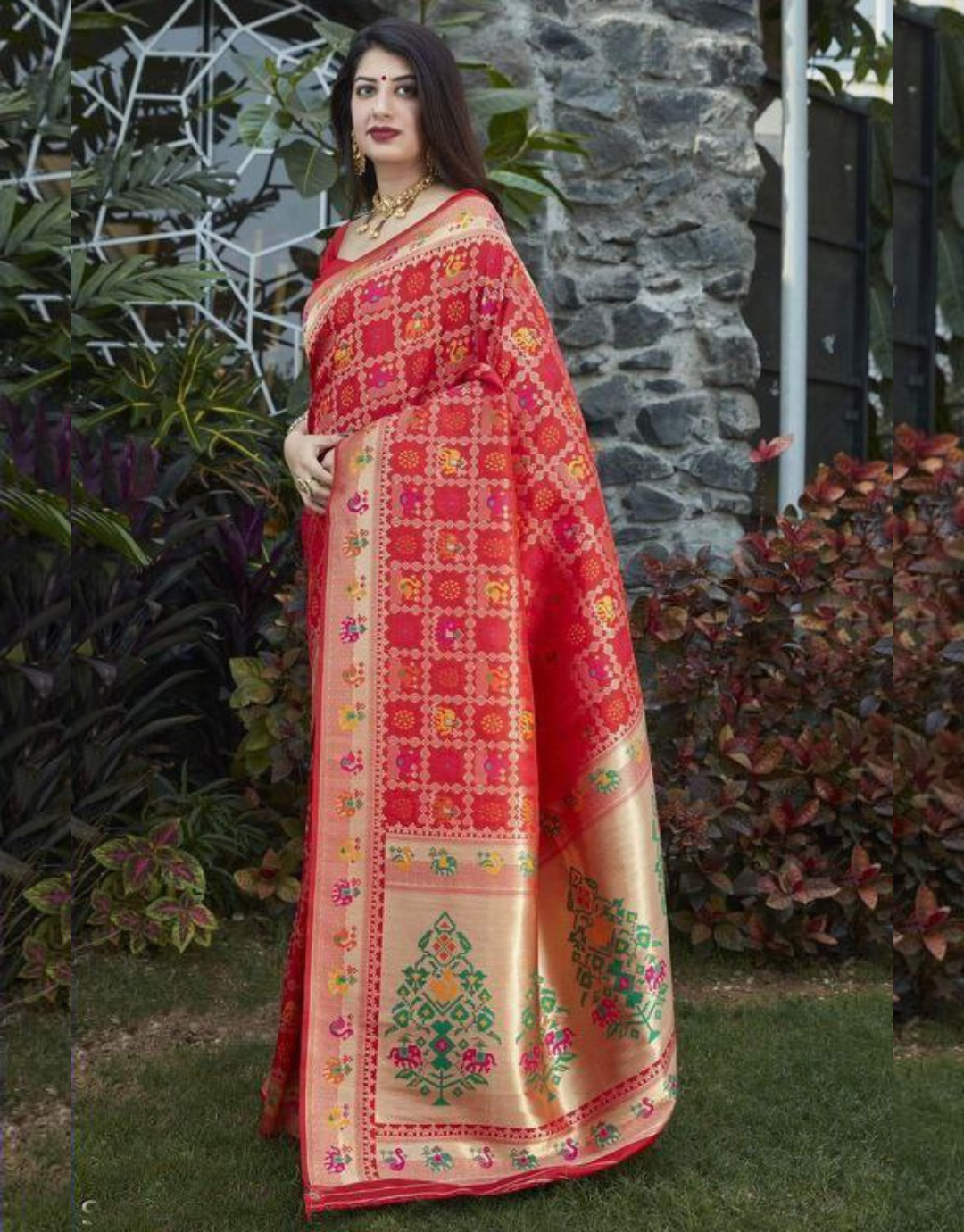 Aarohi Red Soft Banarasi Silk Saree With Attached Blouse