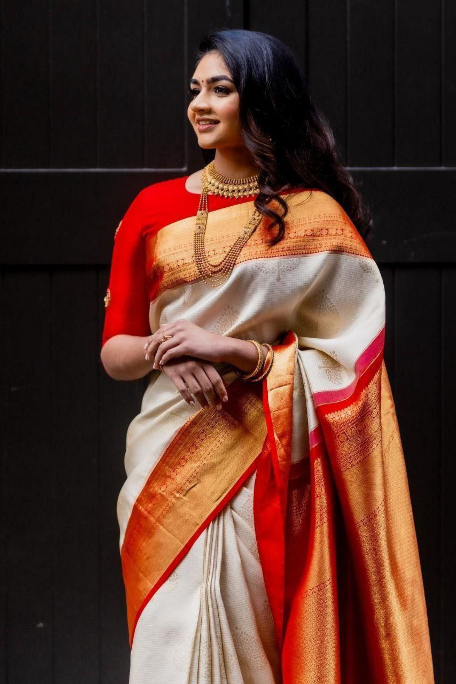 Meadow Cascade - Lichi Soft Silk Saree