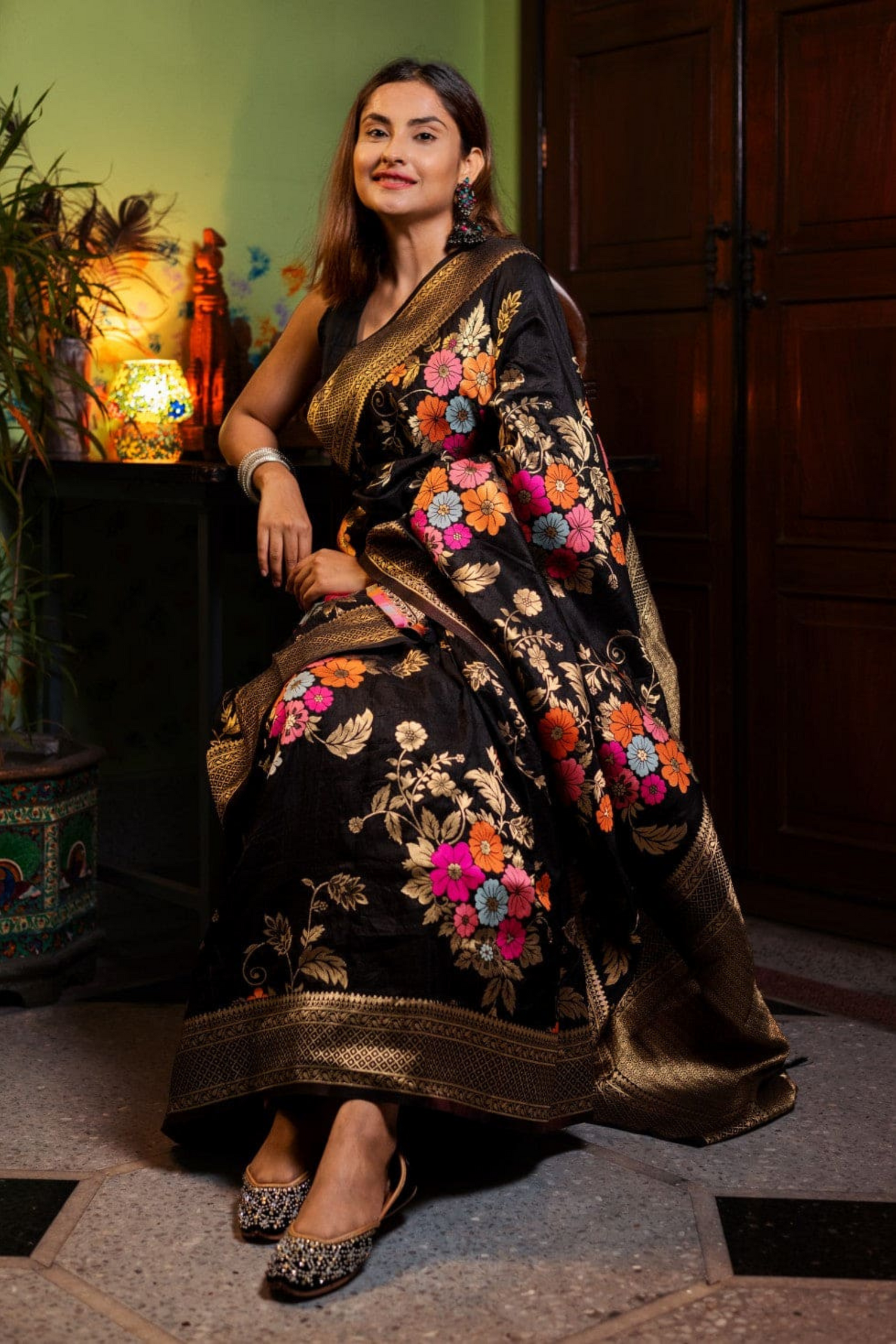 Mystic Night - Black Banarasi Silk Saree