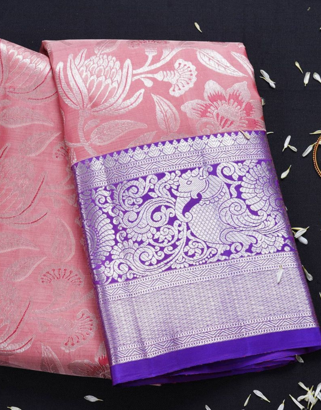 Kimaya Carmine Pink Kanchipuram saree