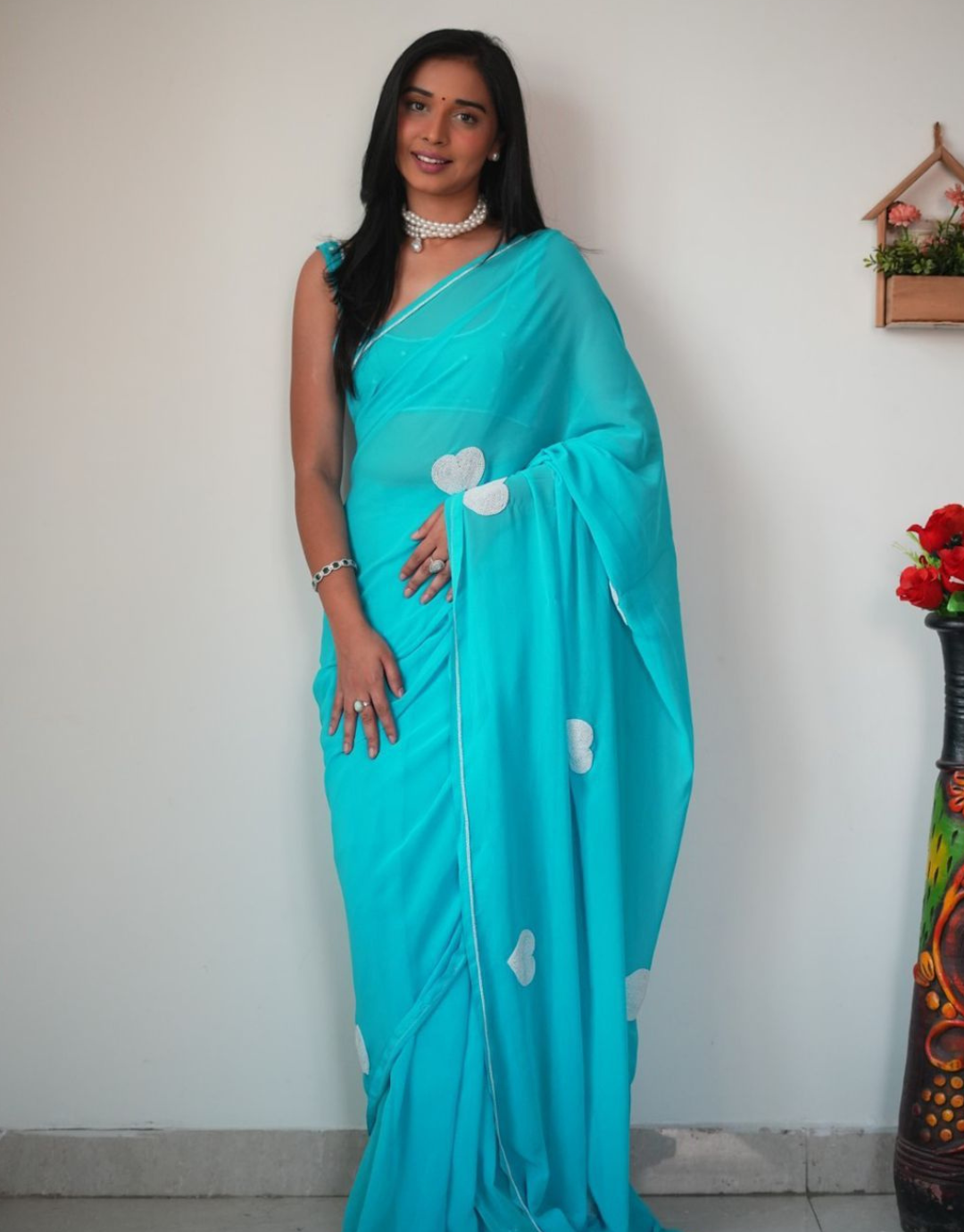 Damini Sky Blue Ready To Wear Saree