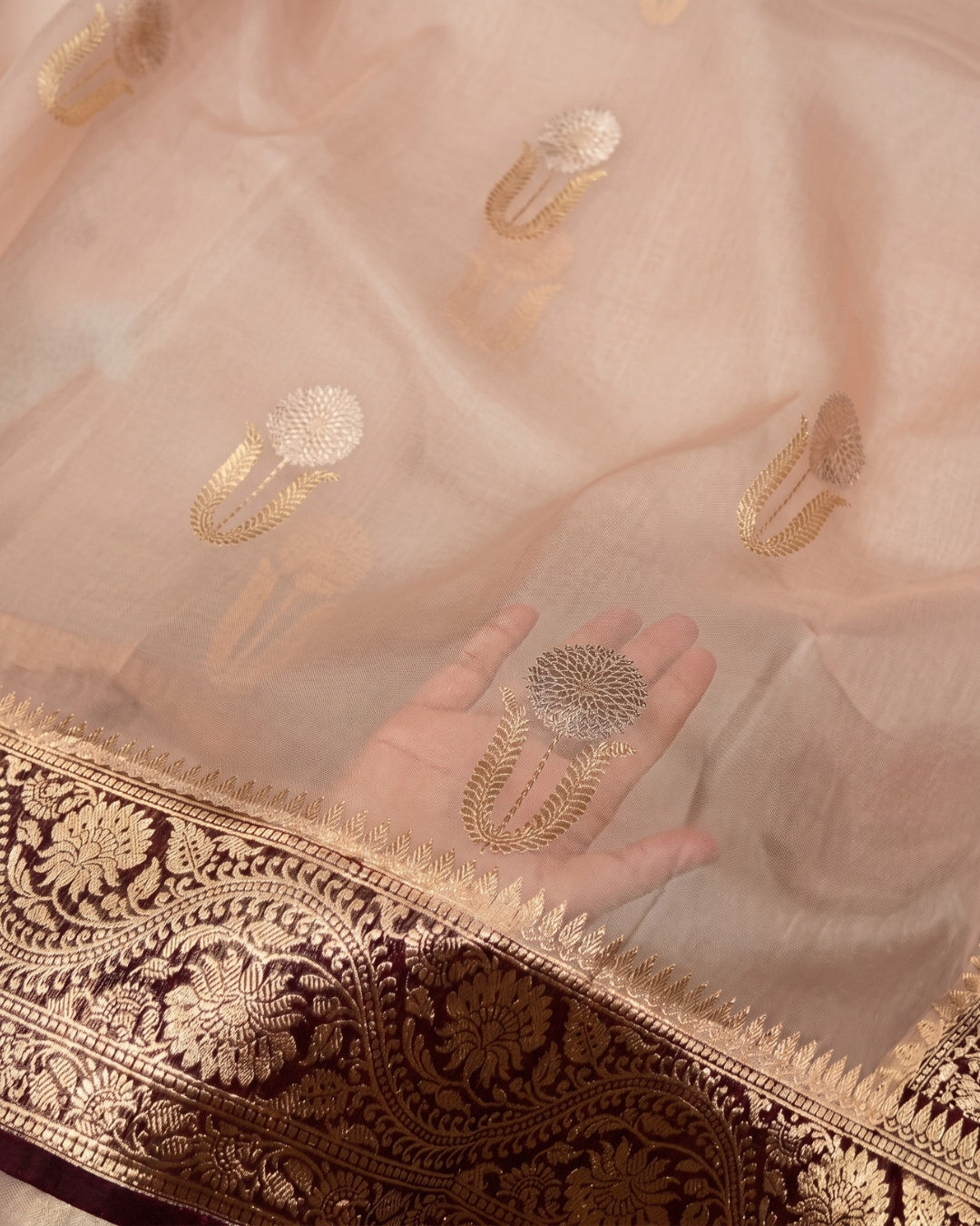 Tanirika – Peach Banarasi Heritage Zari Saree
