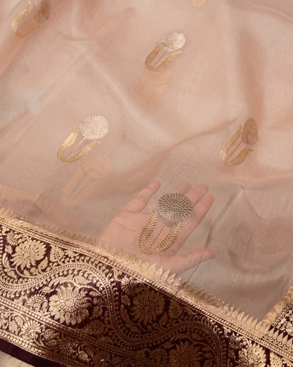 Tanirika – Peach Banarasi Heritage Zari Saree