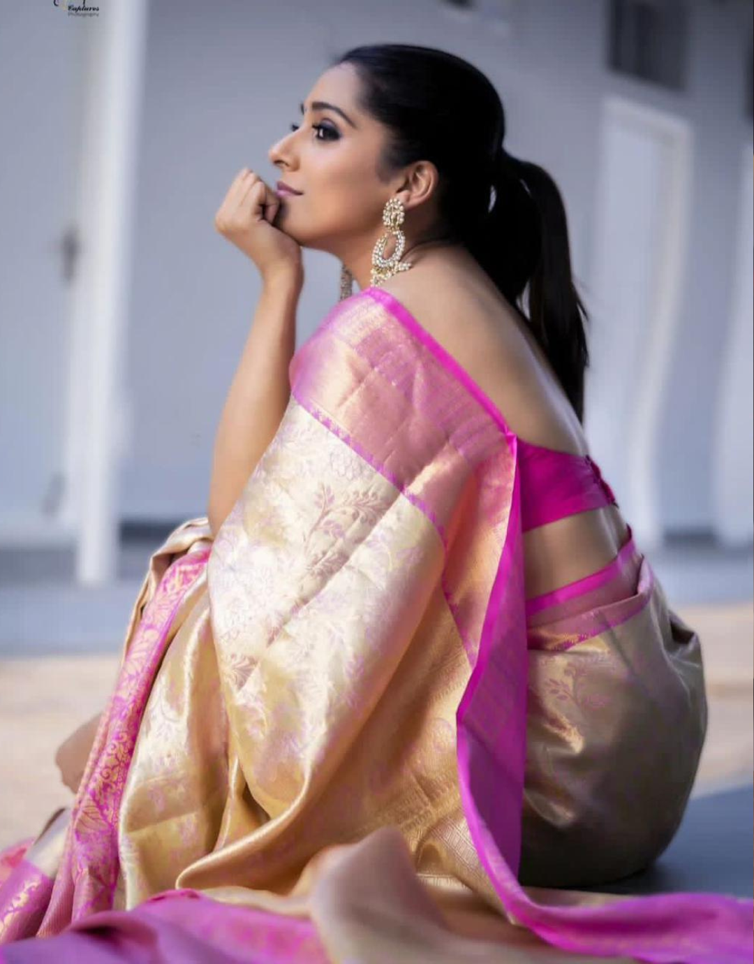 Shrushti Off White Kanchipuram Silk Saree