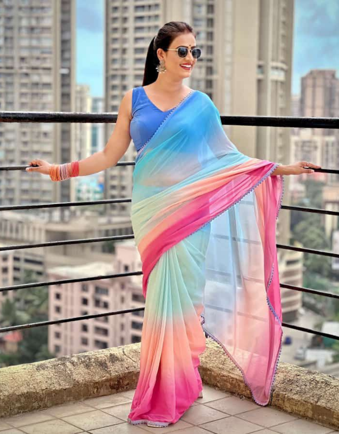 Alia Multicolour Georgette Silk Saree