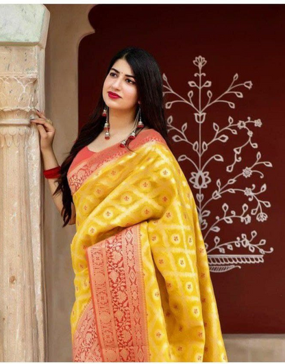 Naira Yellow Banarasi Saree