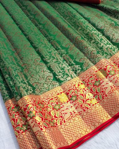 Frida -Emerald Green Banarasi Silk Saree Elegance