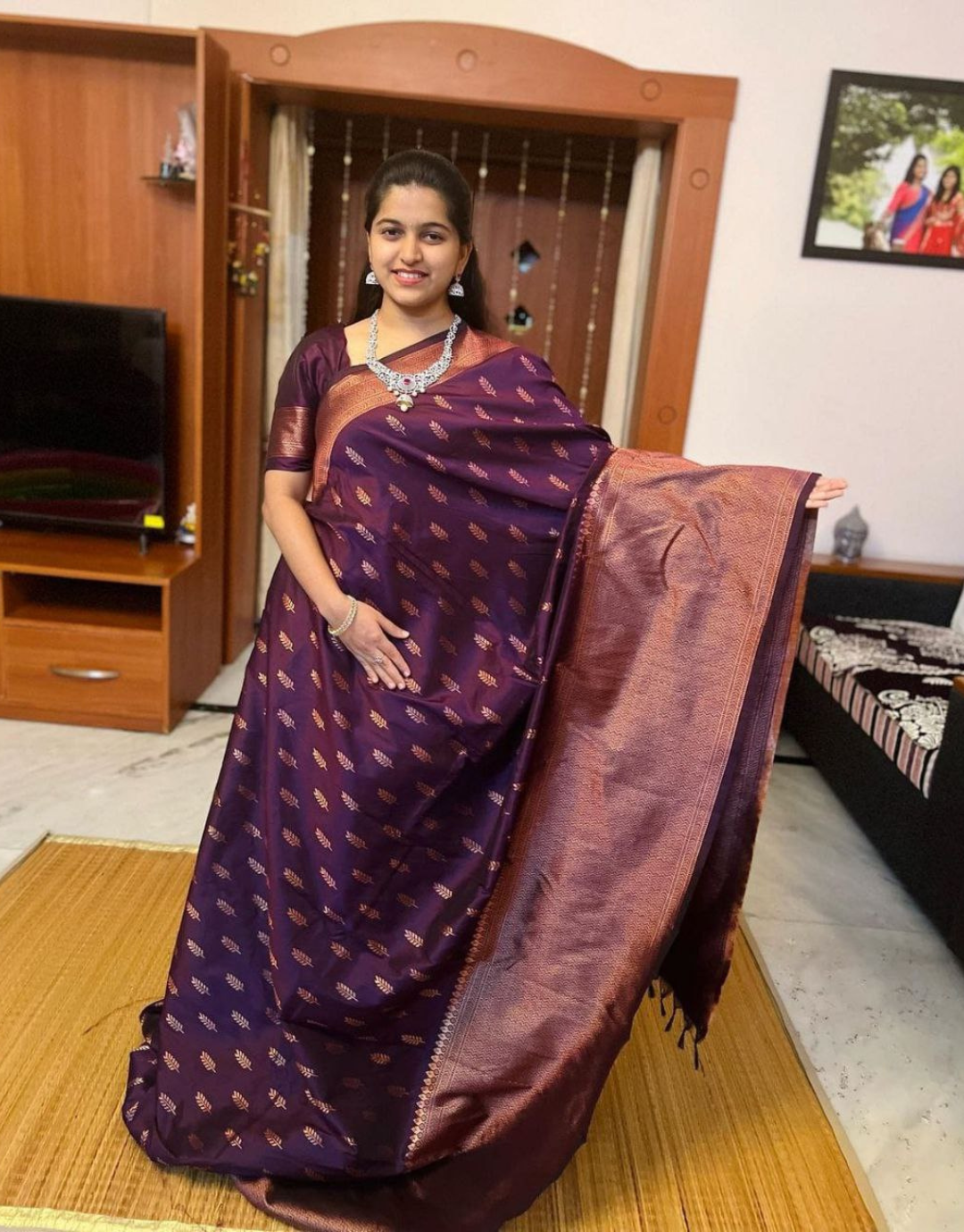 Fenny Wine Banarasi Saree