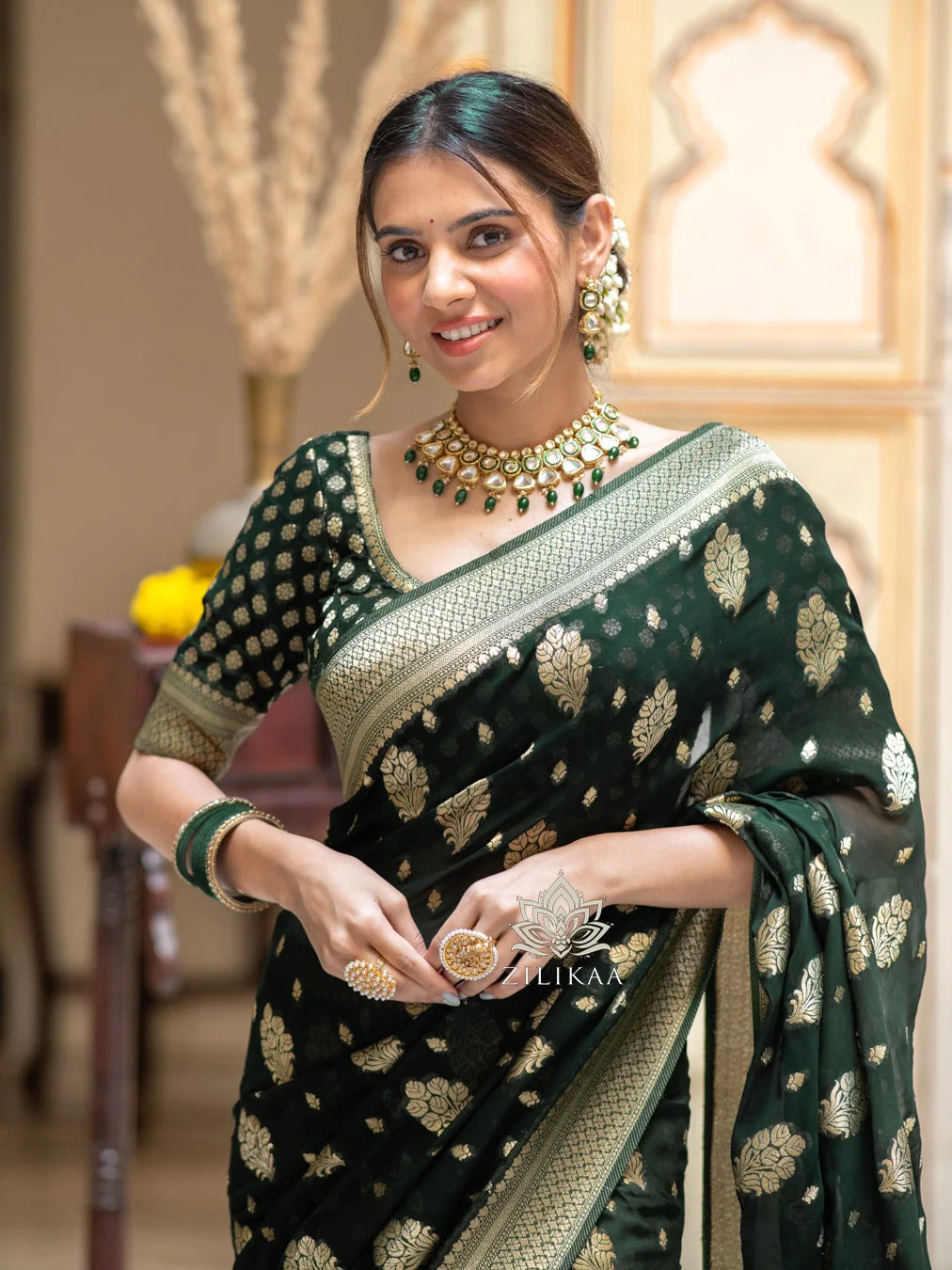 Sudha Green Banarasi Silk Saree