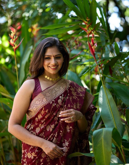 Mahi Maroon Banarasi Silk Saree