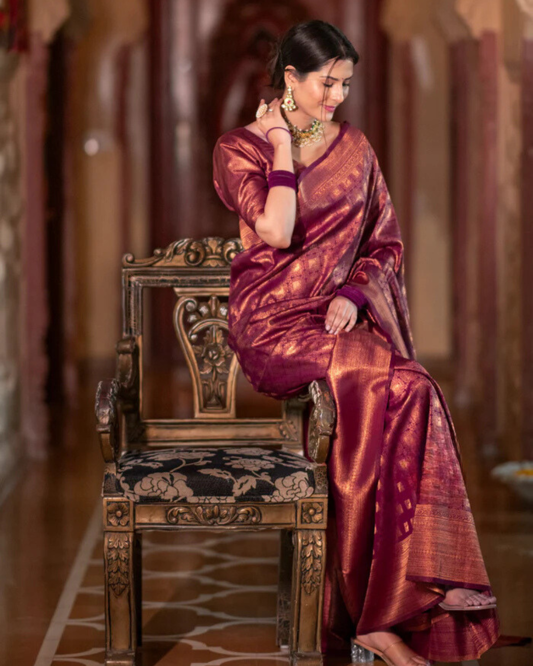 Royal Maroon - Banarasi Silk Saree