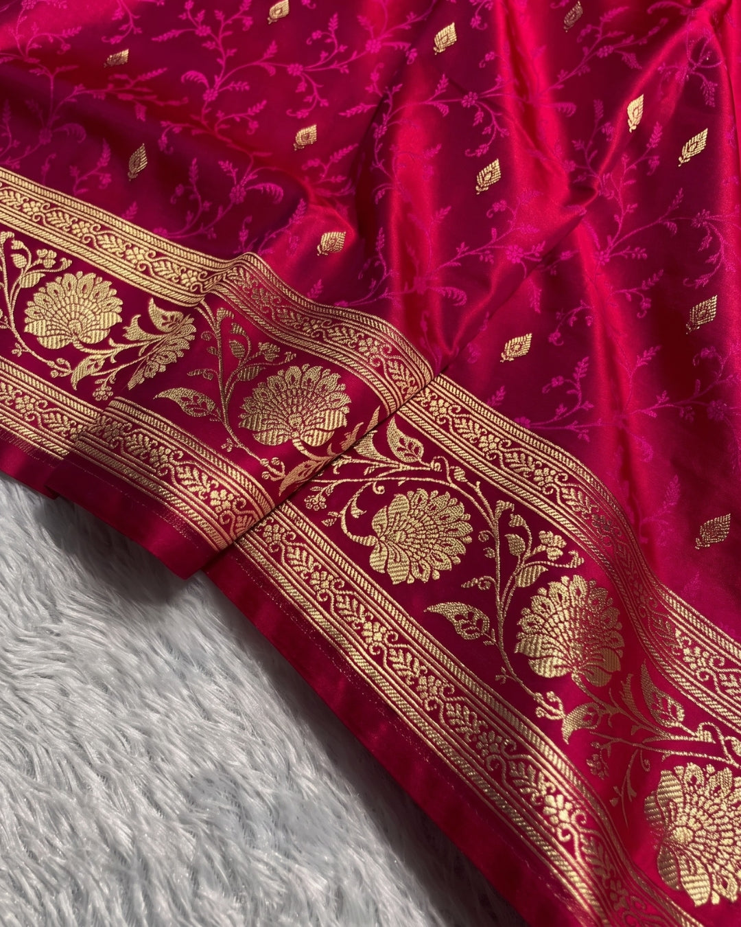 Fiona - Royal Rani Pink Woven Banarasi Silk Saree