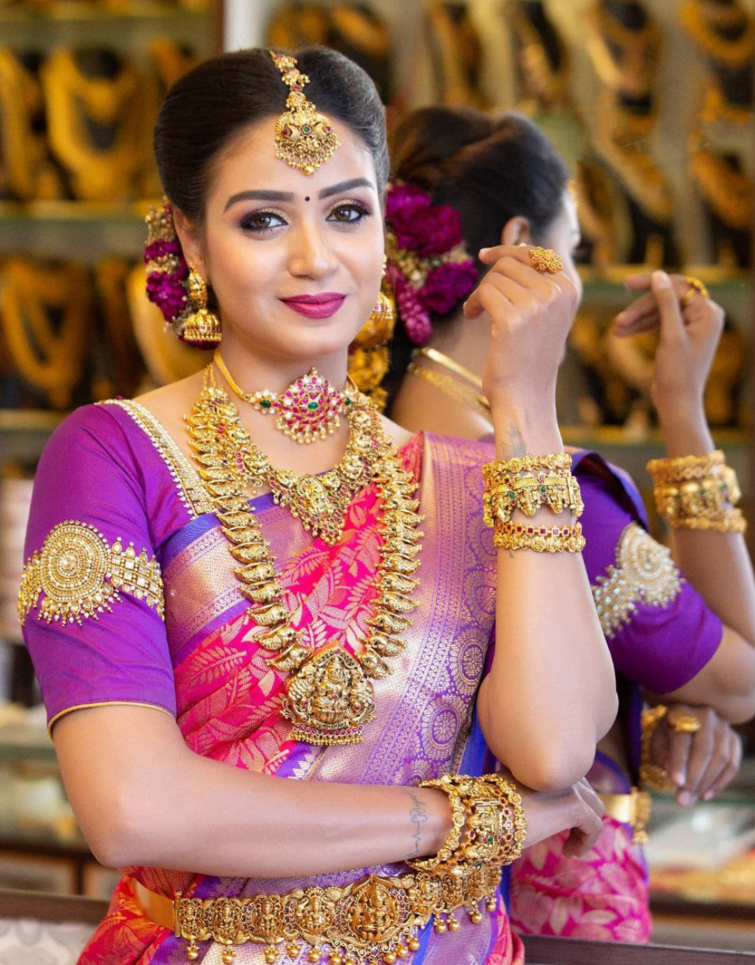 Anupmaa Deep Pink Kanchipuram Saree