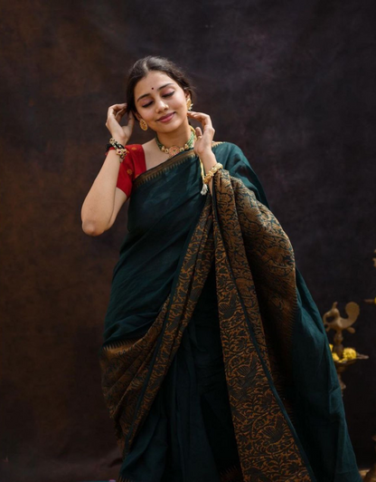 Navya Gable Green Soft Banarasi Silk Saree With Attractive Blouse