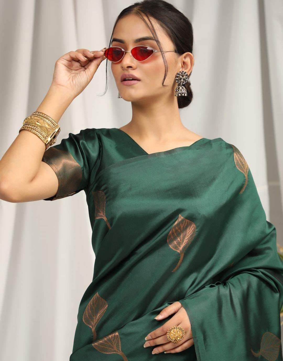 Alisha Dark Green Soft Silk Saree