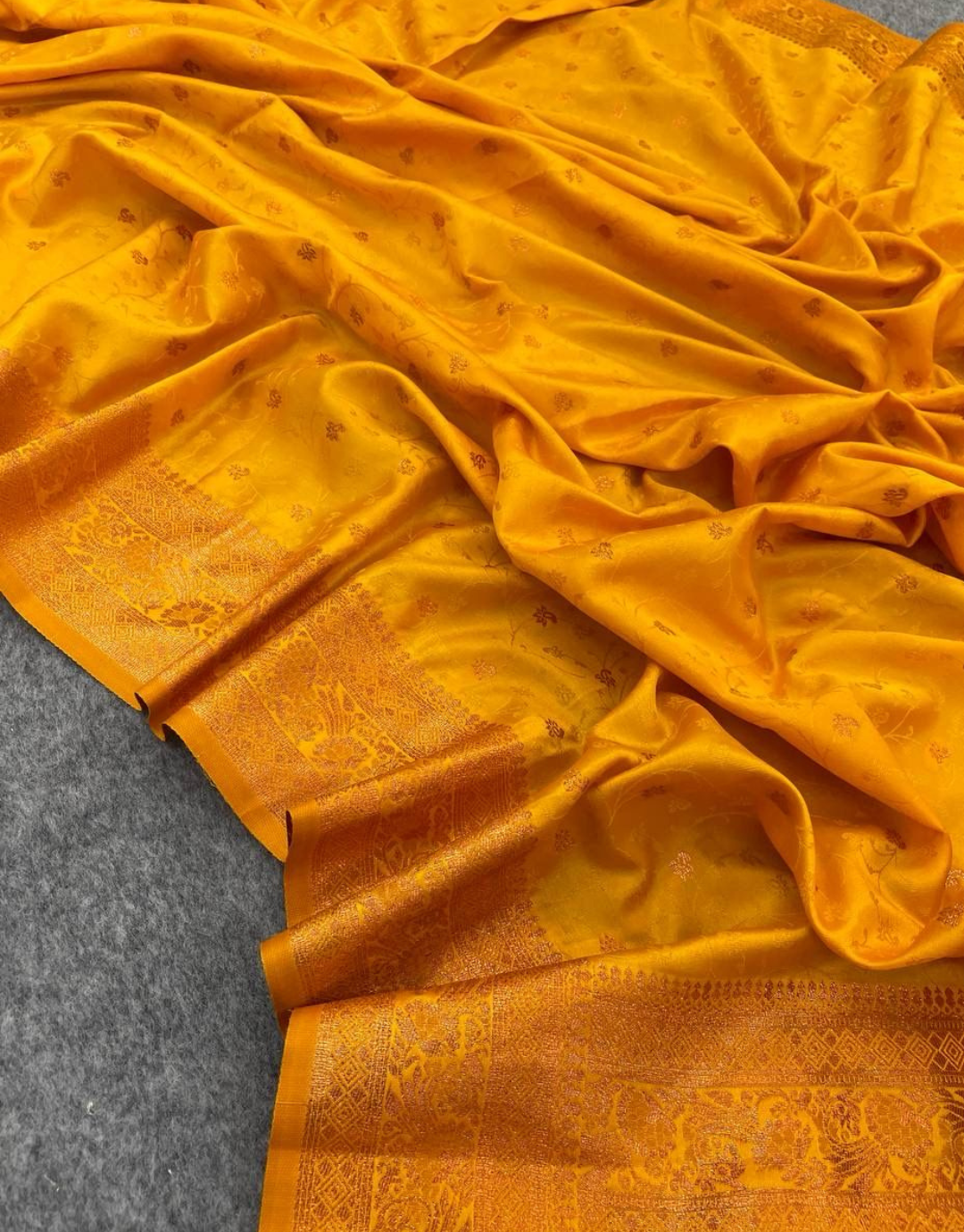 Ruhi Yellow Banarasi Satin Silk Saree