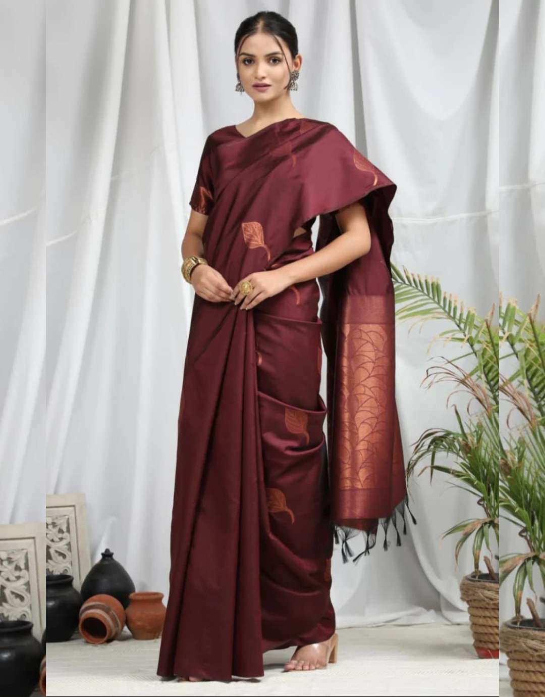 Alisha Maroon Soft Silk Saree