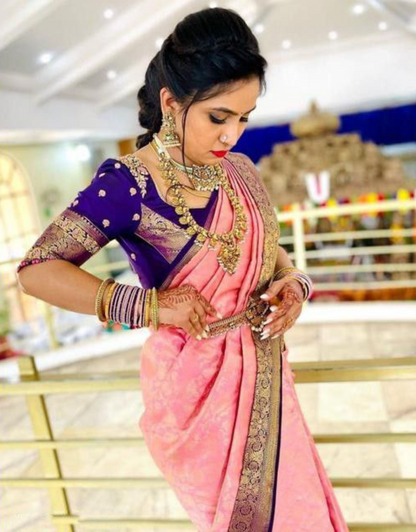 Akshara Pink Kanchipuram Saree