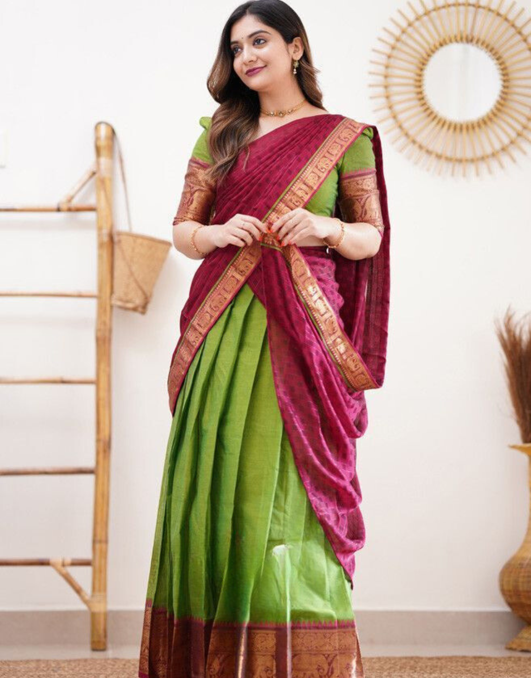 Riya Green Kanchipuram Lehenga Choli