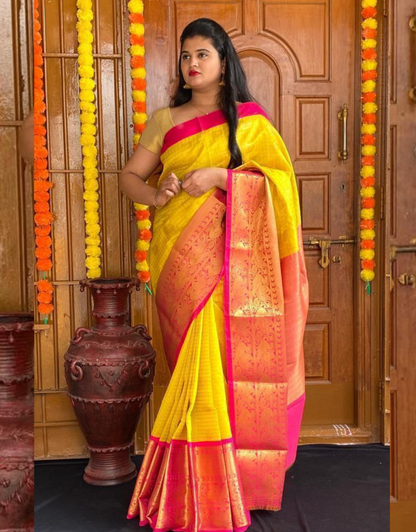 Meera Yellow Banarasi Silk Saree