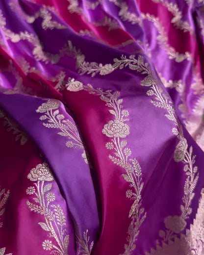 Varnika - Royal Purple Floral Banarasi Saree