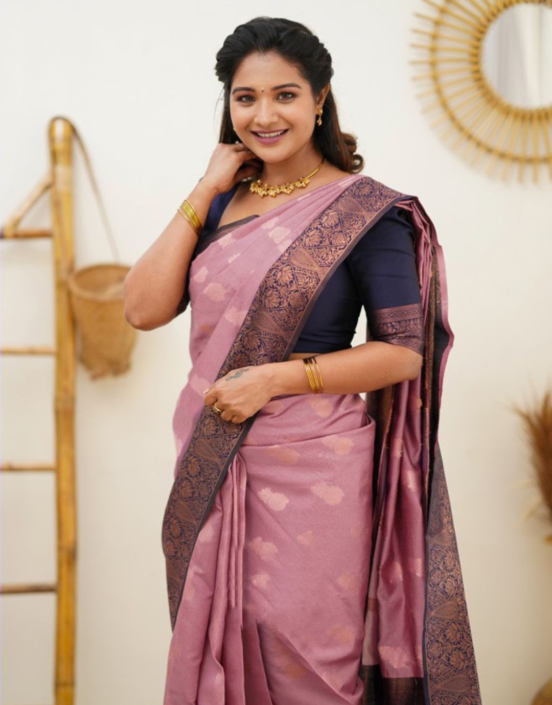 Kriti Dusty Rose Soft Silk Saree