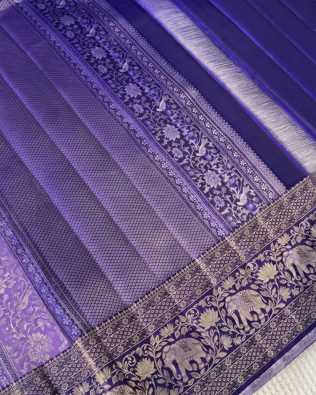 Pari - Lavender Royal Elephant Banarasi Saree